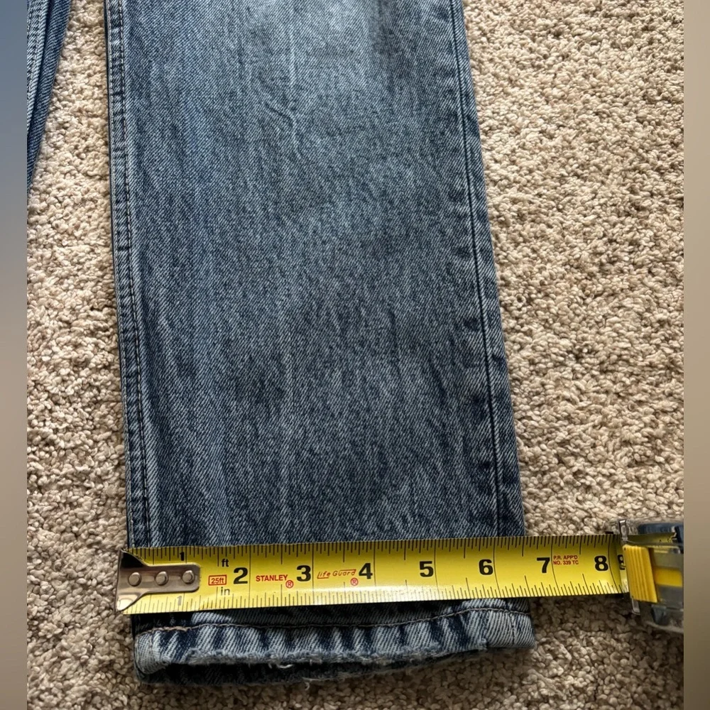 Zara Jeans Womens Blue Denim Cotton High Rise Distressed Straight Leg Size 6 - Picture 8 of 9